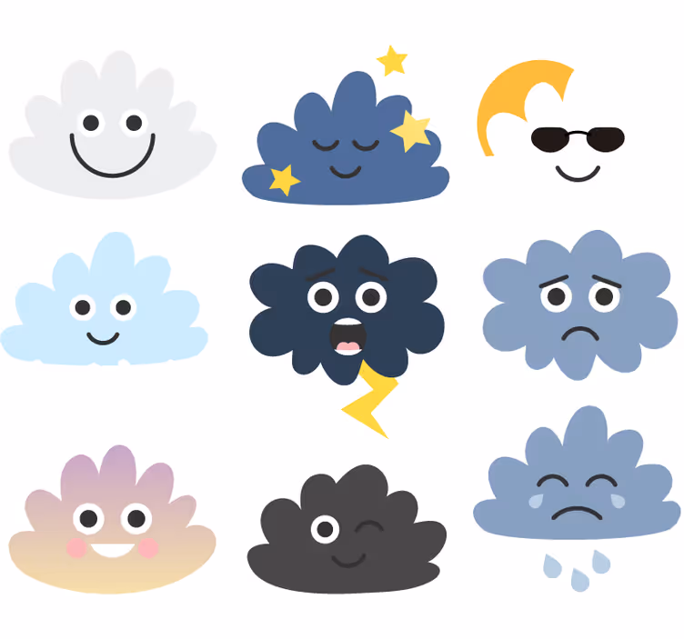 Roleta do detskej izby obláčiky s tvárou - Tenstickers