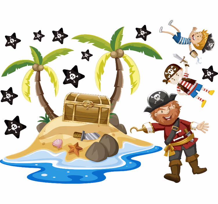 Roleta do detskej izby piráti a palmy - Tenstickers