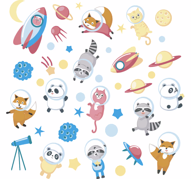 Roleta do detskej izby zvieratá vo vesmíre - Tenstickers