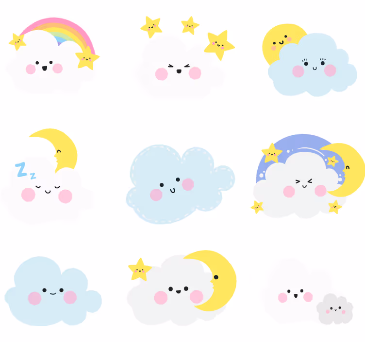 Roleta do detskej izby s bielo-modrými oblakmi - Tenstickers