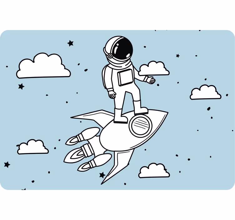 Roleta do detskej izby s raketou astronautom a hviezdami - Tenstickers