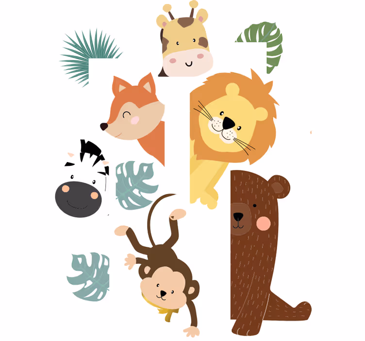 Roleta do detskej izby zvieratká pri dverách - Tenstickers