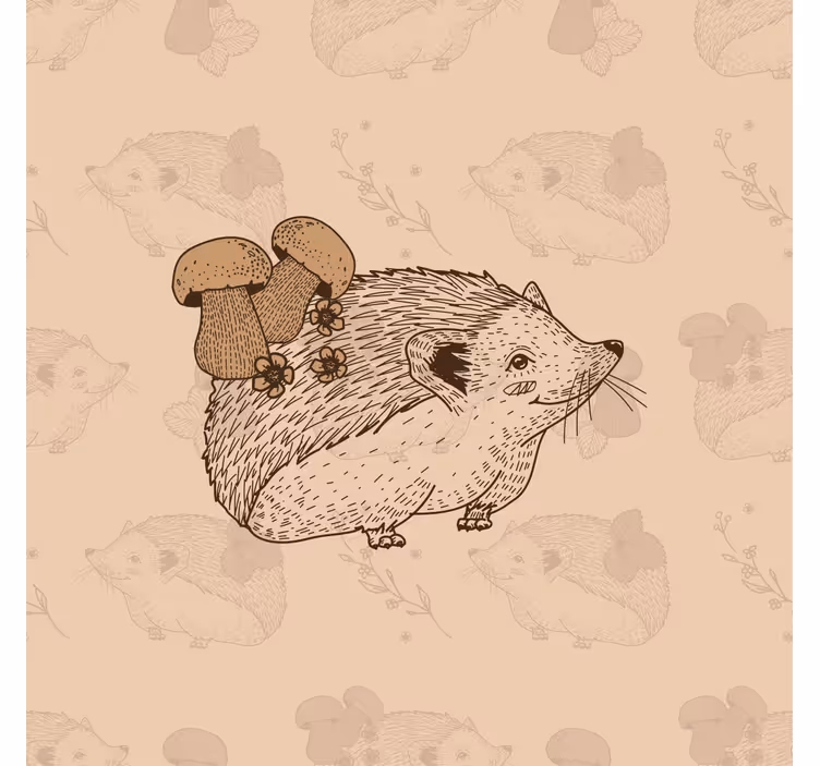 Roleta do detskej izby s roztomilým ježkom a hubami - Tenstickers