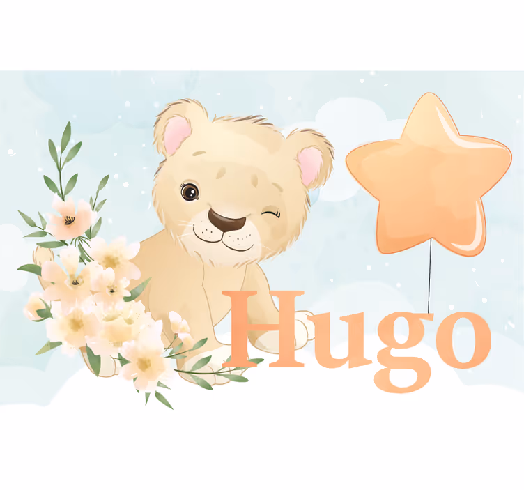 Roleta do detskej izby roztomilý lev pre chlapca s menom - Tenstickers