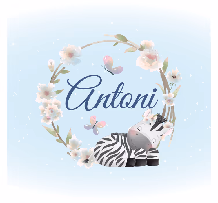 Roleta do detskej izby so zlatou zebrou a menom - Tenstickers