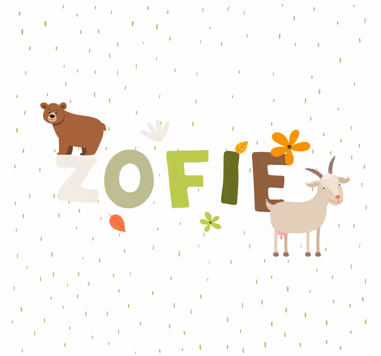 Roleta do detskej izby so zvieratkami a menom - Tenstickers