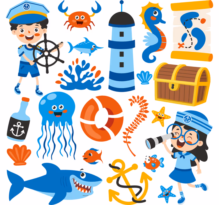 Roleta do detskej izby s pirátmi a morským životom - Tenstickers