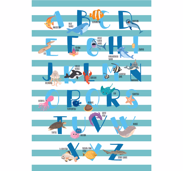 Roleta do detskej izby oceánske abecedy - Tenstickers