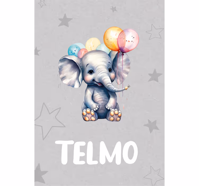Roleta do detskej izby s malým slonom a balónmi - Tenstickers