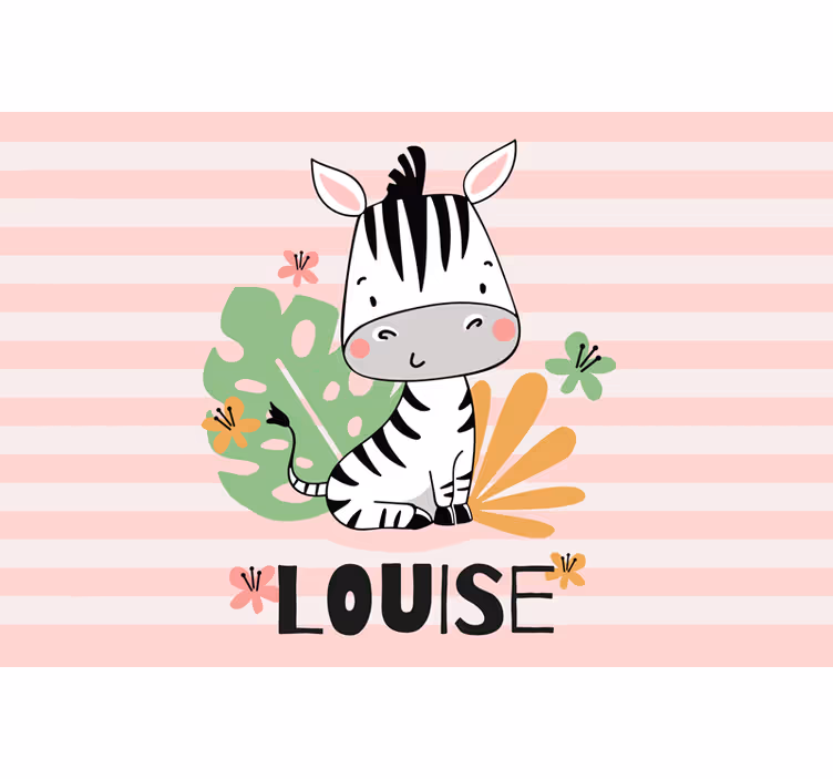 Roleta do detskej izby s krásnou zebrou a menom - Tenstickers