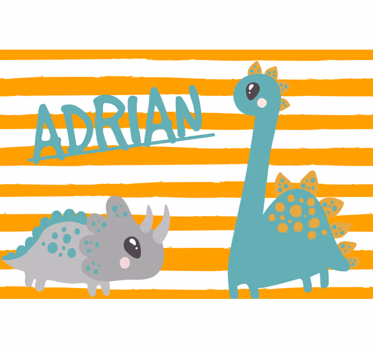 Roleta do detskej izby s modrým a oranžovým dinosaurom - Tenstickers