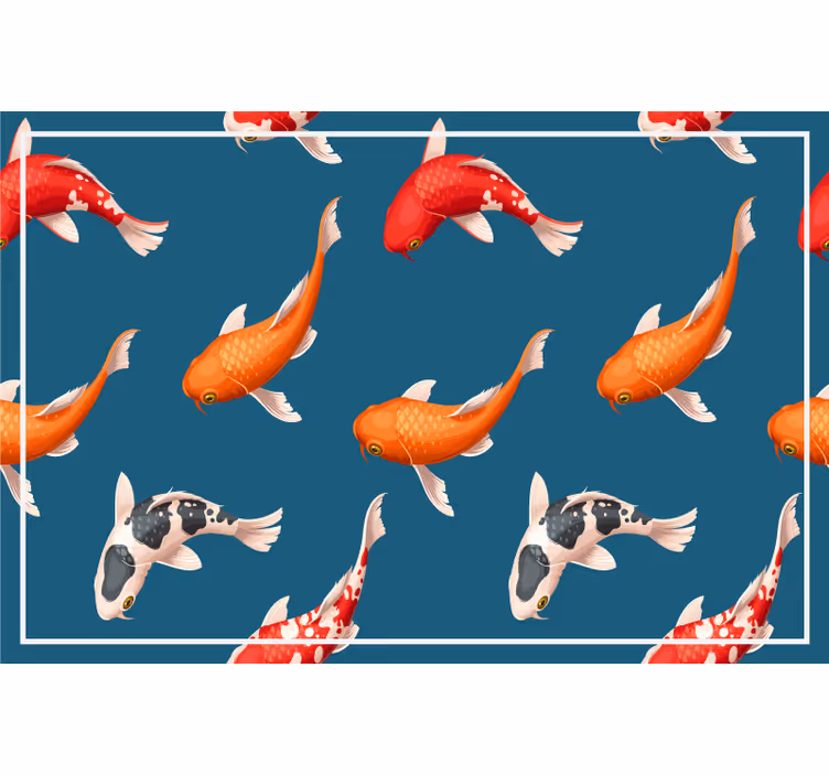 Roleta do detskej izby s modrým pozadím a vzorom koi rybiek - Tenstickers