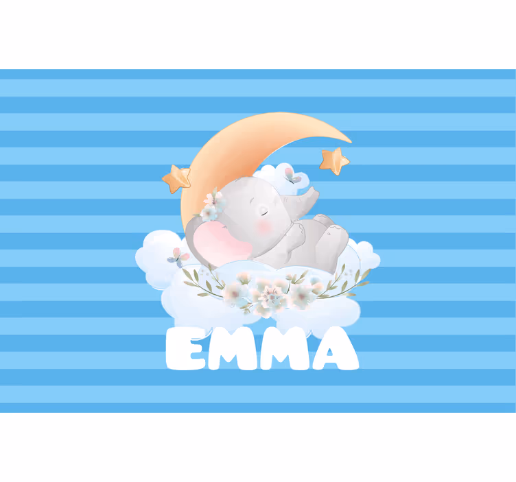 Roleta do detskej izby roztomilý slon s menom - Tenstickers