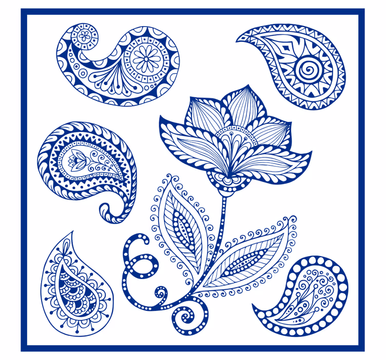 Roleta do kuchyne s paisley vzorom a kvetmi - Tenstickers