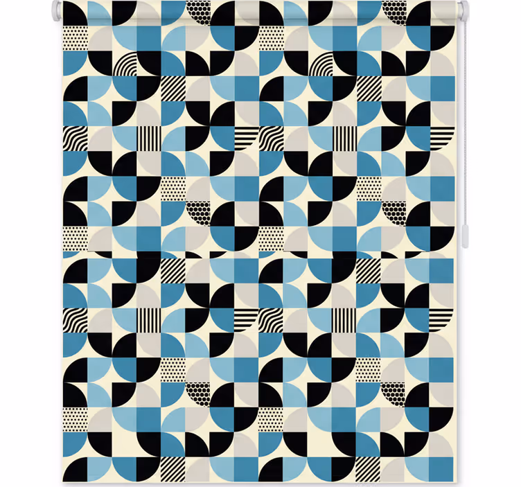 Roleta do kuchyne v retro modrom bauhaus vzore - Tenstickers