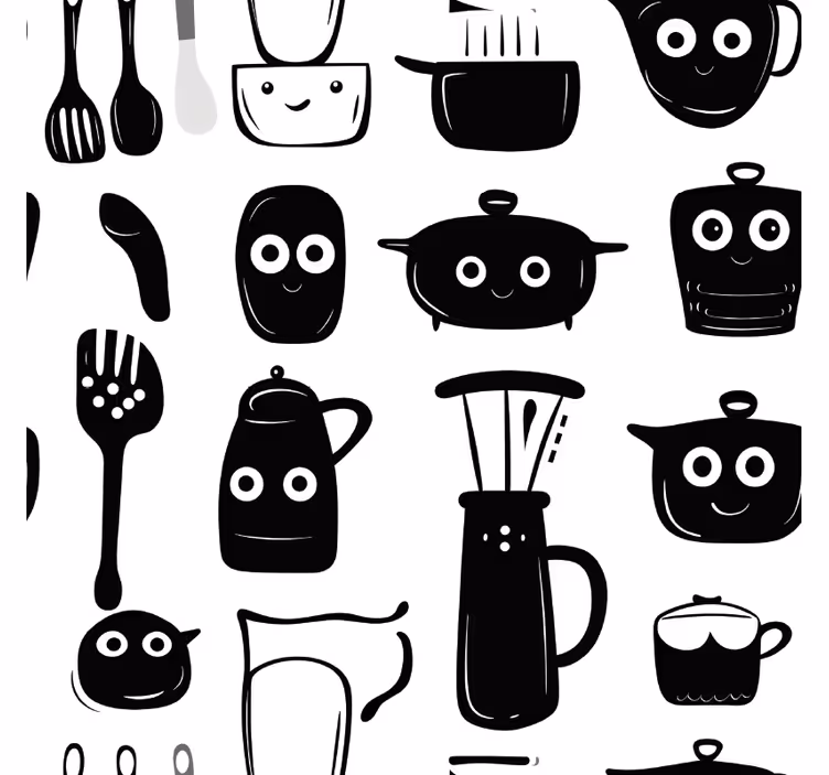Roleta do kuchyne s čiernymi utensíliami - Tenstickers