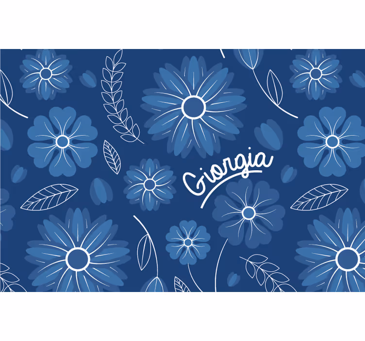 Modrá roleta elegantný dizajn modrého kvetu - Tenstickers