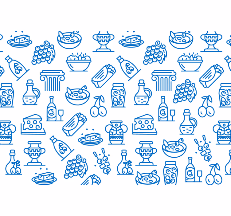 Modrá roleta grécke jedlo ikony - Tenstickers