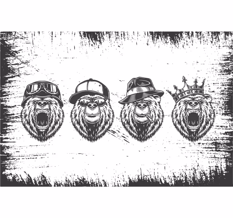 Sivá roleta medveď vo vintage logu - Tenstickers