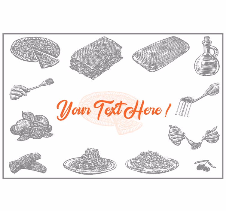 Sivá roleta s ikonami talianskeho jedla a textom - Tenstickers