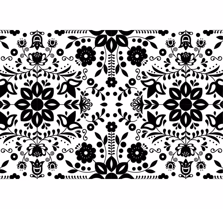 Sivá roleta s čiernym folklórnym vzorom - Tenstickers