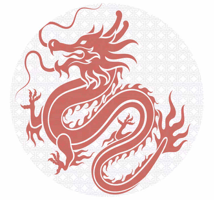 Roleta do izby s tibetskými drakmi na bielom pozadí - Tenstickers