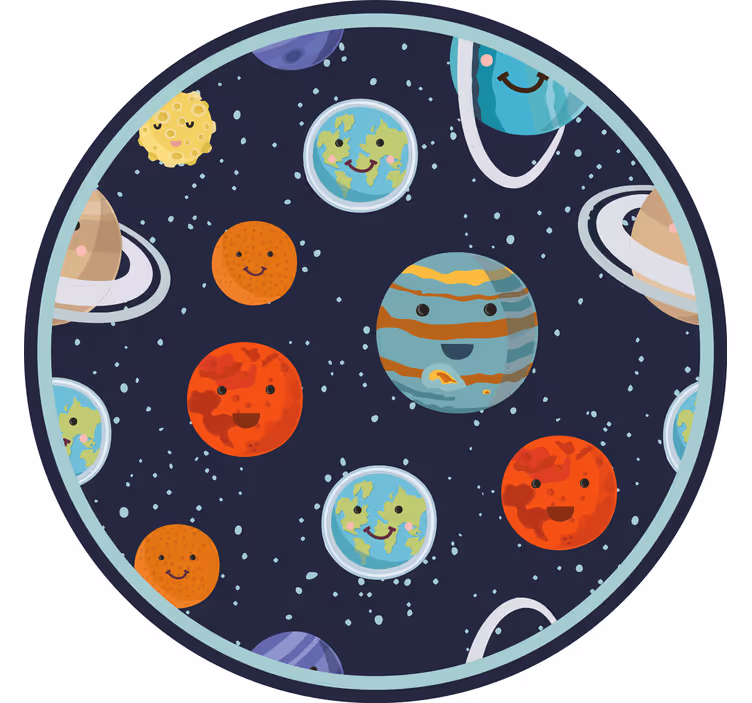 Roleta do detskej izby kruh usmievajúcich sa planét - Tenstickers