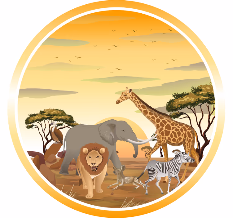 Roleta do detskej izby s africkými zvieratami a rastlinami - Tenstickers