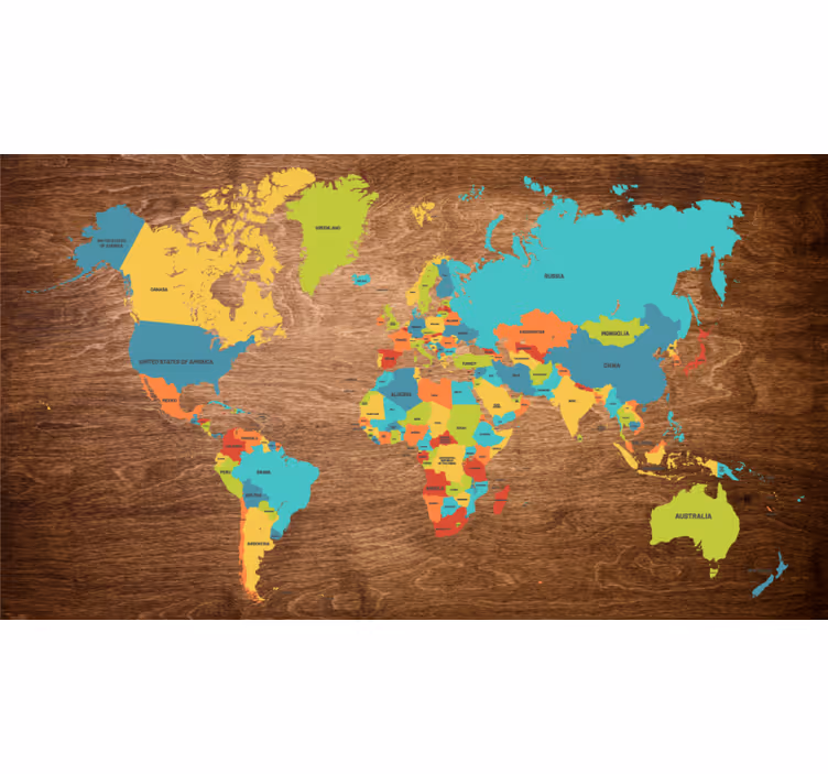 Roleta do detskej izby drevená triptych mapa sveta - Tenstickers