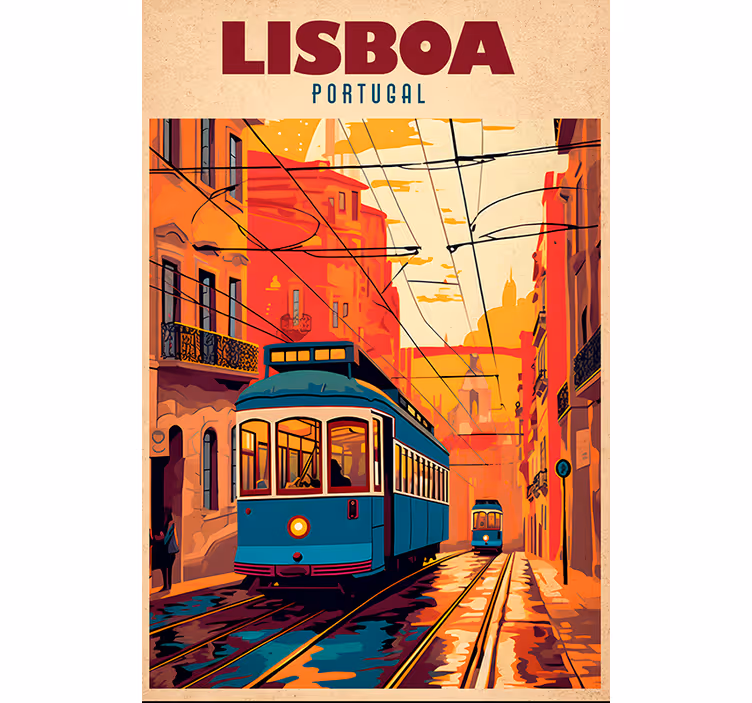 Retro roleta ilustrácia lisabonskej tramvaje - Tenstickers