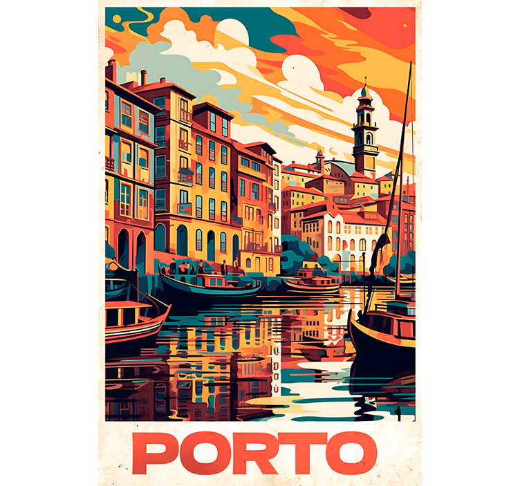 Retro roleta oporto vintage plagát - Tenstickers