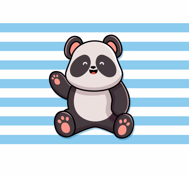 Zábavná roleta šťastná panda na pruhovanom pozadí - Tenstickers