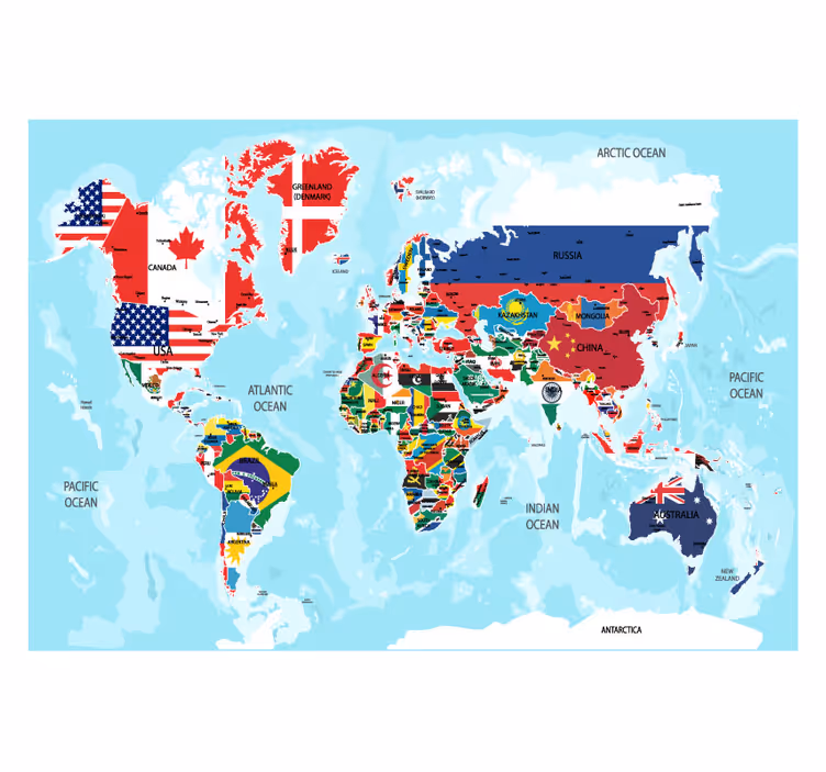 Roleta mapa sveta vlajky krajín - Tenstickers