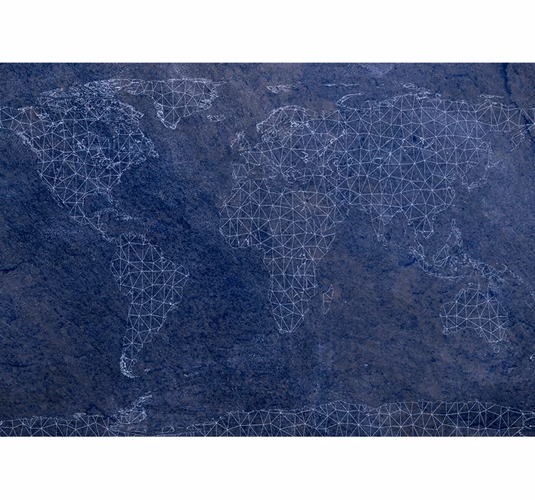 Roleta mapa sveta modrá prepojená mapa - Tenstickers