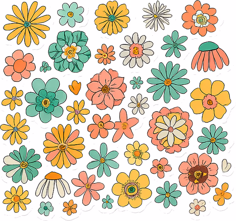 Kvetinová roleta farebná retro kvetinová kolekcia - Tenstickers