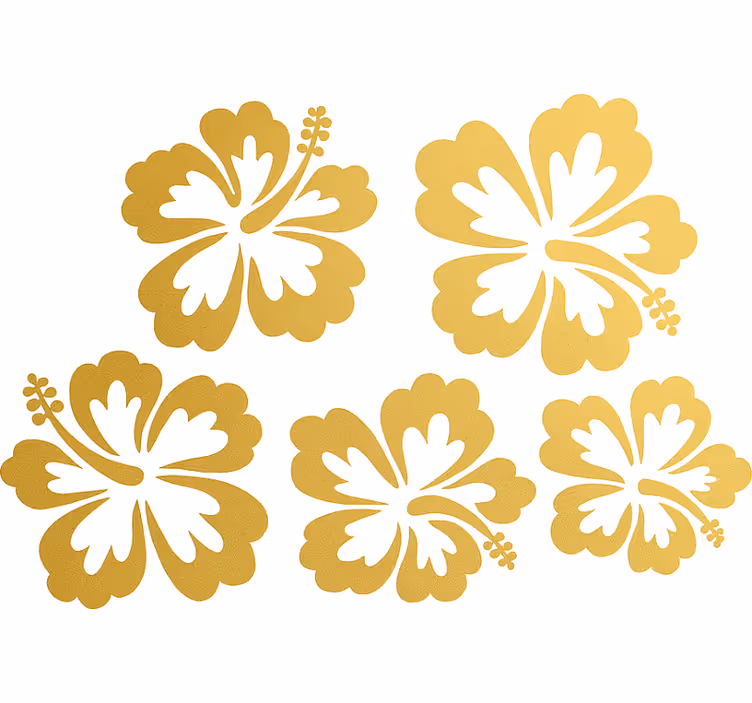 Kvetinová roleta zlaté siluety ibišteka - Tenstickers