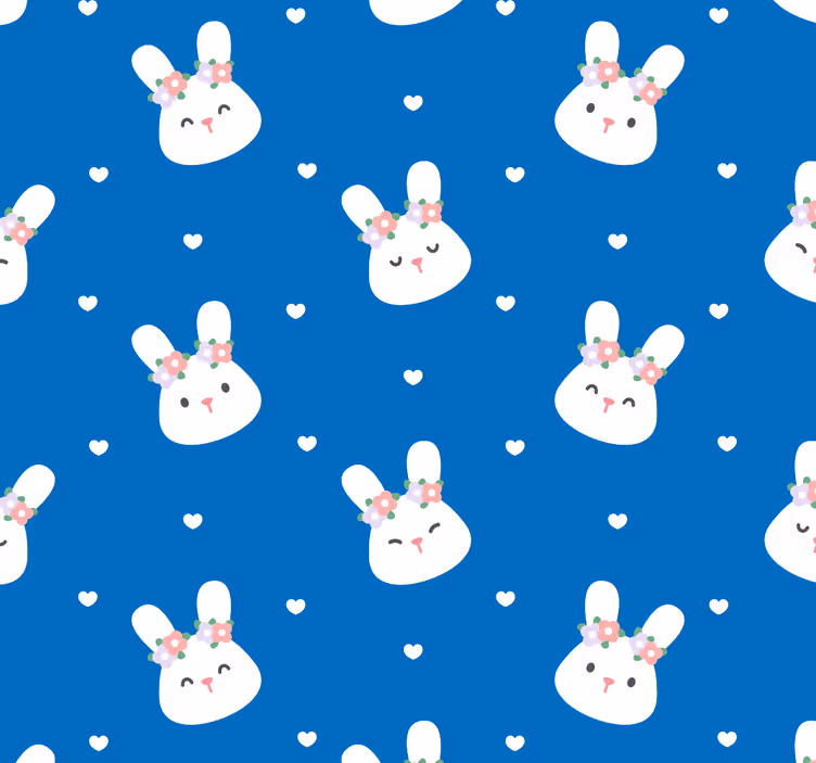 Roleta pre bábätko s roztomilými zajačikmi na modrom pozadí - Tenstickers