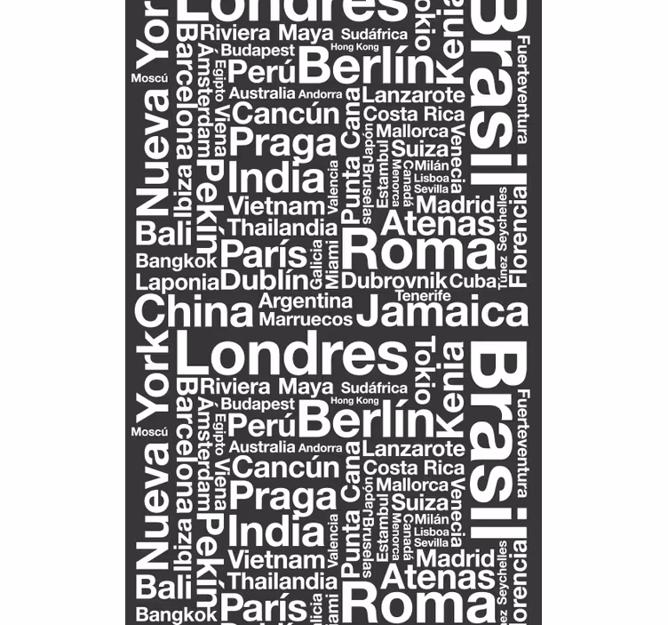 Mestá textová roleta čierne pozadie - Tenstickers