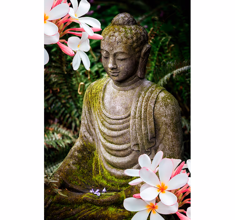 Kvetinová zelená budha zenová Roleta - Tenstickers