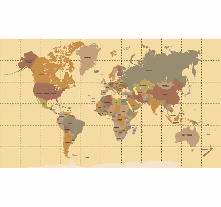 Béžová vintage mapa sveta Roleta - Tenstickers