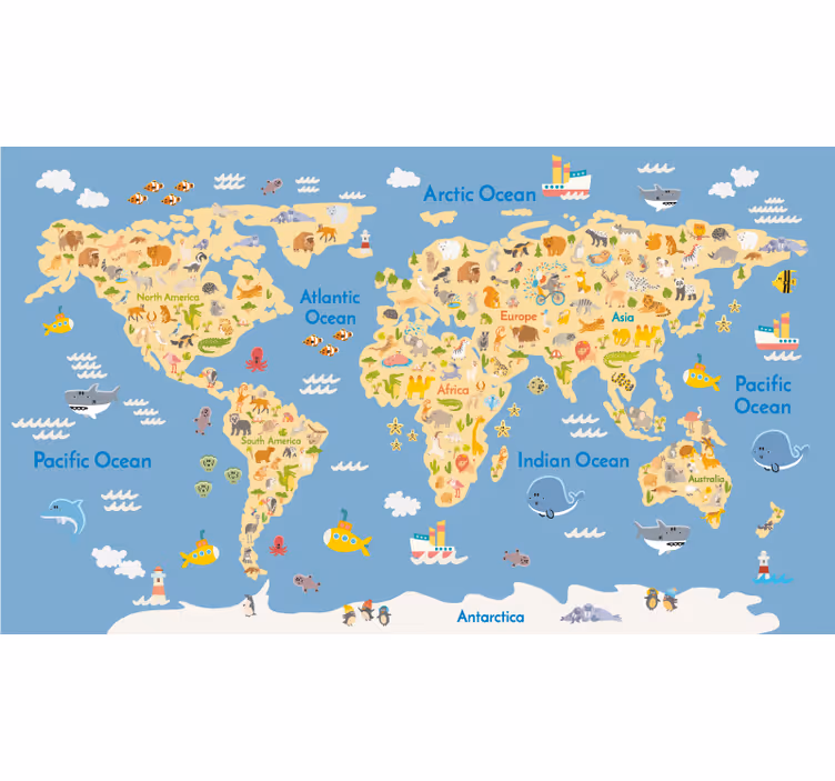 Deti anglický mapa sveta Rolety - Tenstickers