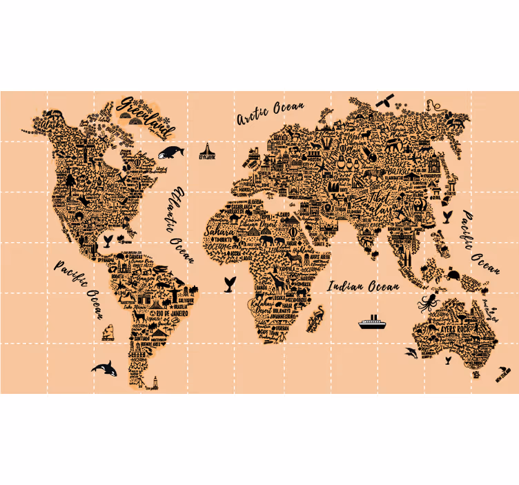 Mestá mapa sveta roleta - Tenstickers