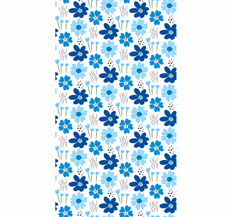 roleta na okno kvety modrý jednoduchý vzor - Tenstickers