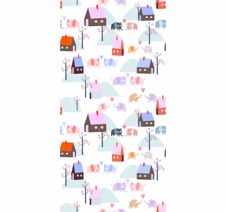 roleta do detskej izby slony a domy - Tenstickers