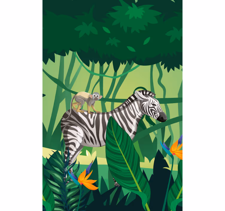 roleta so zvieratami zebra s opicou - Tenstickers