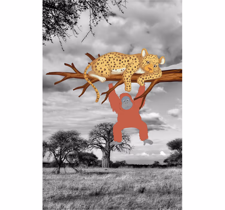 roleta so zvieratami leopard a orangutan - Tenstickers