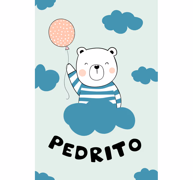 roleta pre bábätko medveď s balónom a menom - Tenstickers