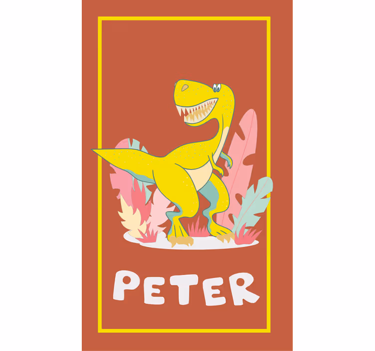 roleta s dinosaurami žltý t-rex s menom - Tenstickers
