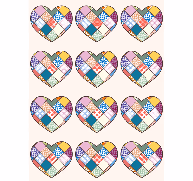 Roleta láska farebné patchworkové srdiečka - Tenstickers