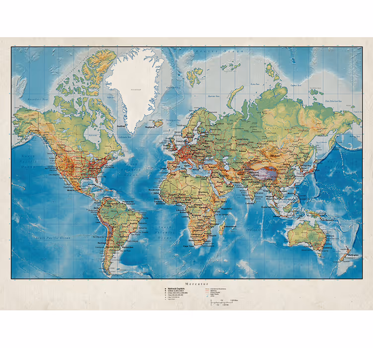 roleta mapa sveta mercator - Tenstickers